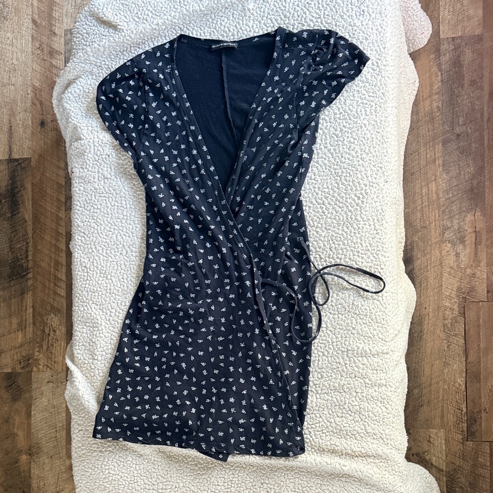 Brandy Melville Black Dress with White Heart Print